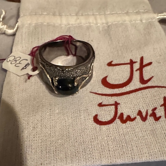 Green tourmaline ring with Sterling Silver and 18k gold - Picture 5 of 7